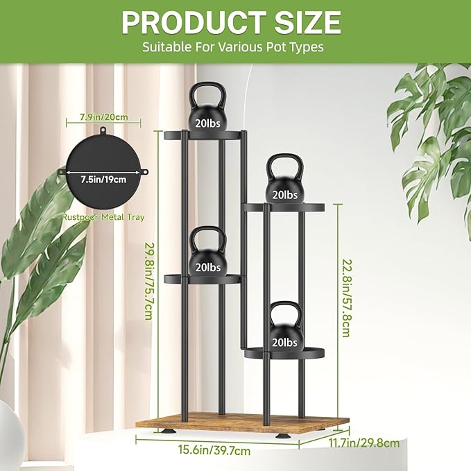 iDavosic.ly 4 Tier Plant Stand Indoor Outdoor, Tiered Corner Multiple Flower - Image 3