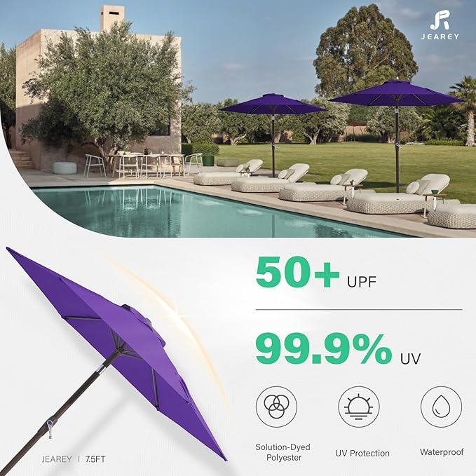 JEAREY 7.5FT Patio Umbrella Market Table Umbrella - Image 5