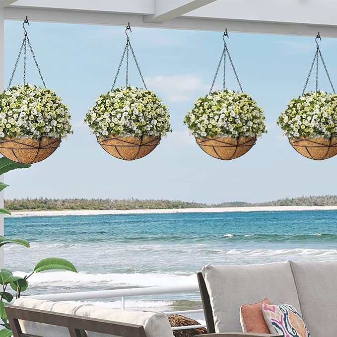 4 Pack 12 Inch Hanging Planters - Image 7