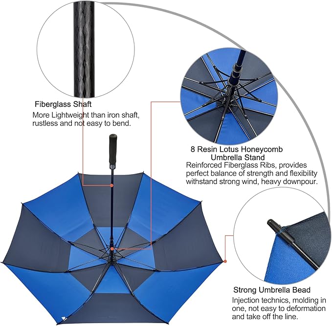 G4Free 47/54/62/68/72 Inch Automatic Open Golf Umbrella Oversize Extra Large - Image 3