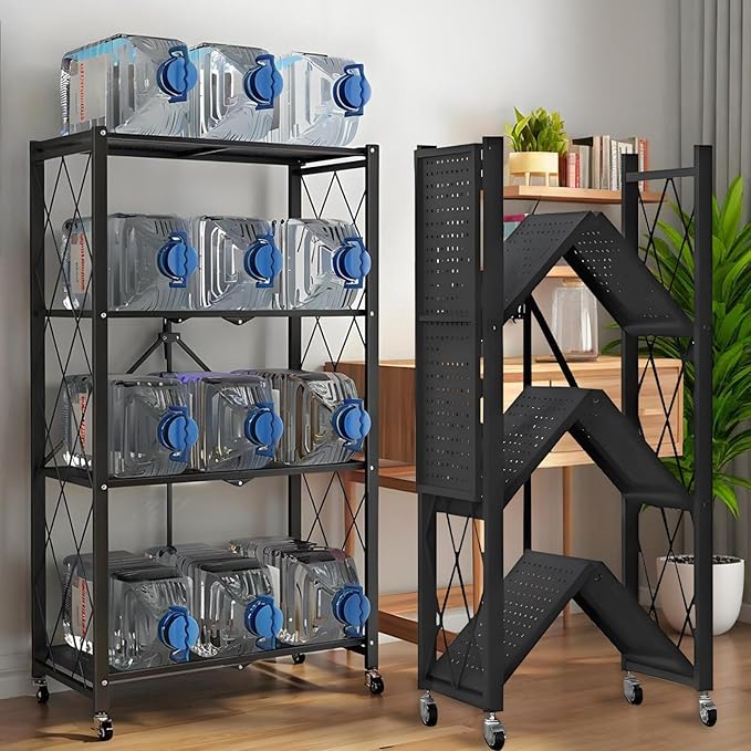 Kitchen Garage Metal Shelves, Storage Shelves Organizer, Foldable Metal Shelving by Unknown