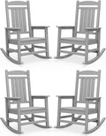 SERWALL HDPE Outdoor Rocking Chair Set of 4, Oversized Patio Rocking Chairs by SERWALL