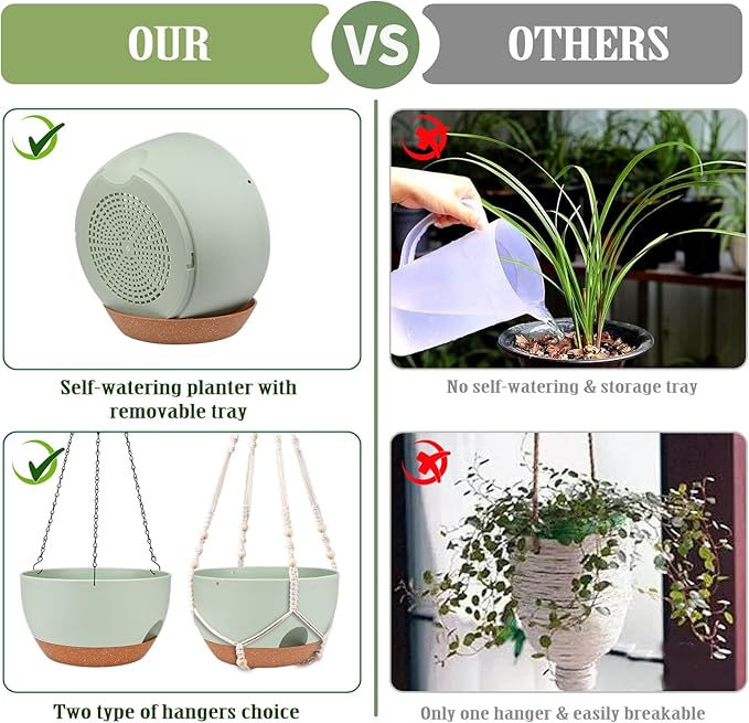Hanging Planters for Outdoor Indoor Plants, 2 Pack 10 Inch Hanging Basket - Image 4
