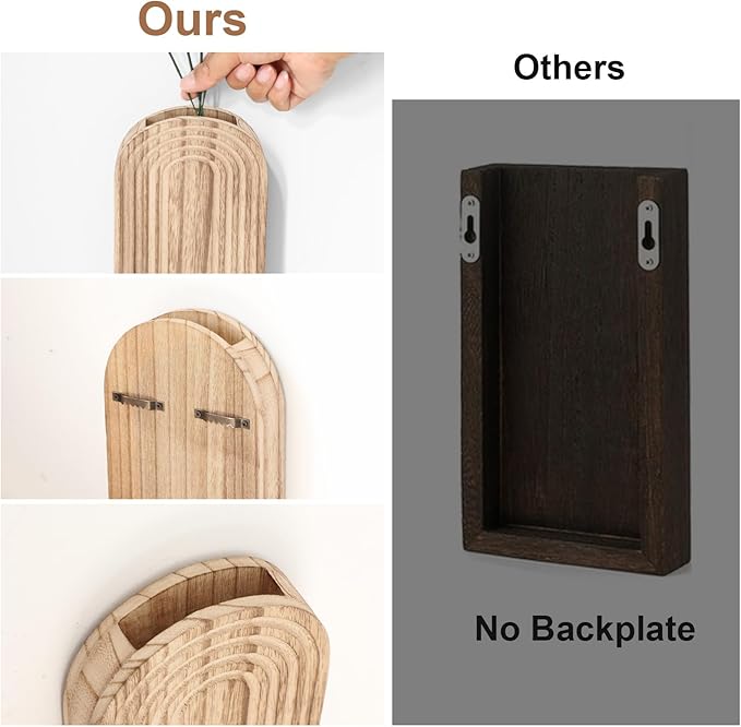 Wooden Wall Planter Vase Set of 2, Boho Hanging Planter - Image 5