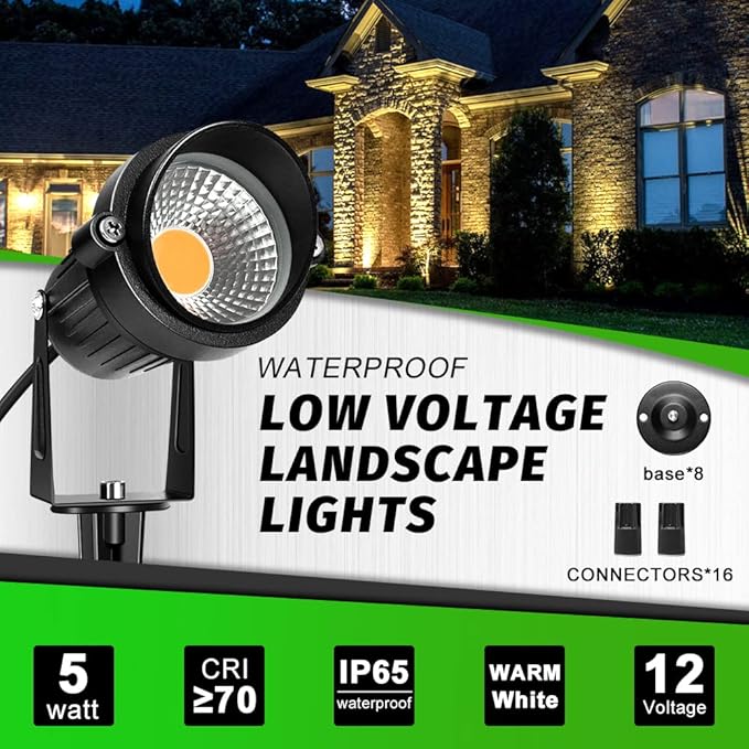 LightingWill 5W Landscape Lighting, Warm White 3000K-3500K, DC 12V LED Low - Image 3