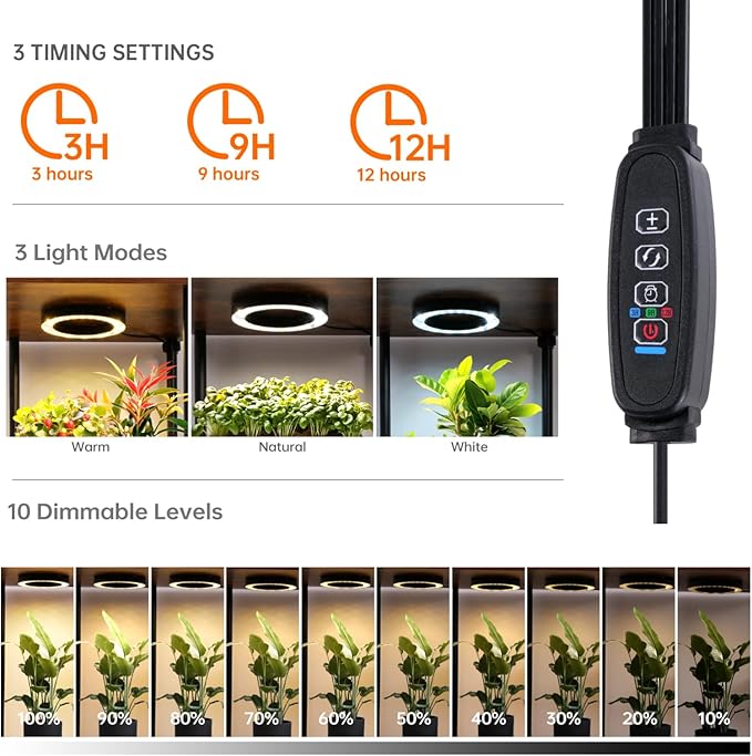 Bstrip Plant Stand Indoor with Grow Light, 7 Tier Flower Stand with Plant Light - Image 5