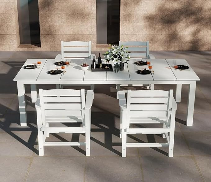 5-Piece White Outdoor Dining Set - Image 8
