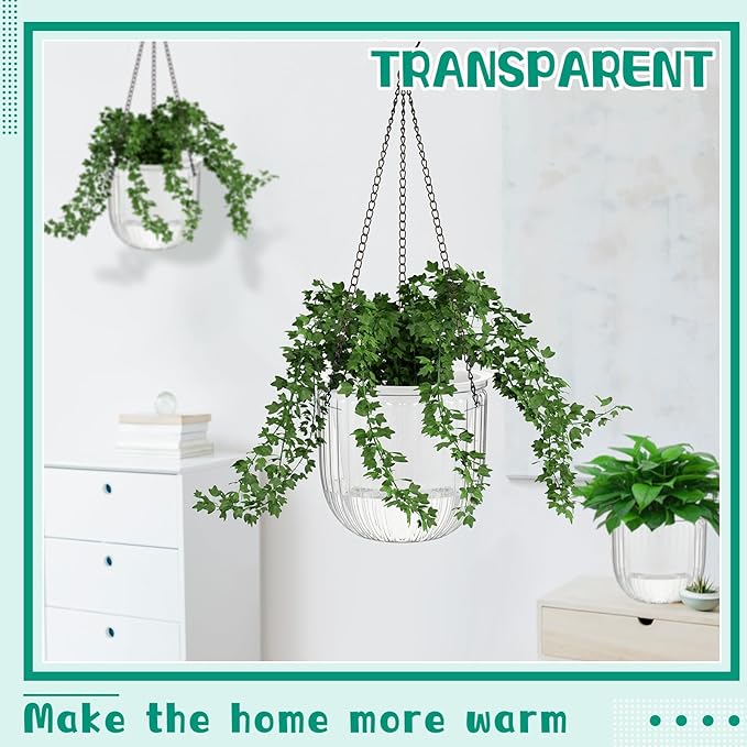 Meanplan 4 Pcs Self Watering Hanging Planter Indoor 6.5 Inch Hanging Baskets - Image 3