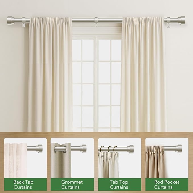 Curtain Rods for Windows 72 to 144, 1 Inch Adjustable Heavy Duty Long Window - Image 5