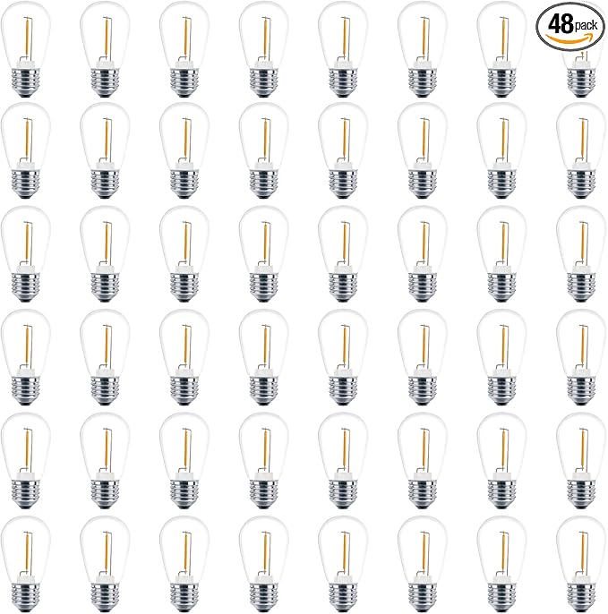Meconard 48 Pack S14 LED String Light Bulbs, 1 Watt Shatterproof Replacement by Meconard