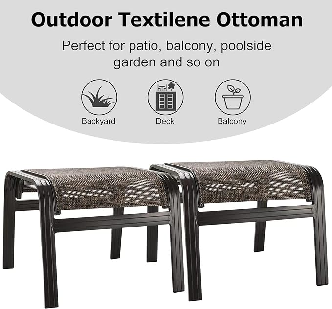Patio Footstools Outdoor Foot Rest Aluminum Ottomans Samll Seat Wicker - Image 4
