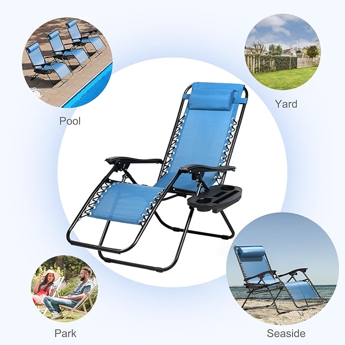 Nazhura Set of 2 Relaxing Recliners Patio Chairs Adjustable Steel Mesh Zero - Image 8