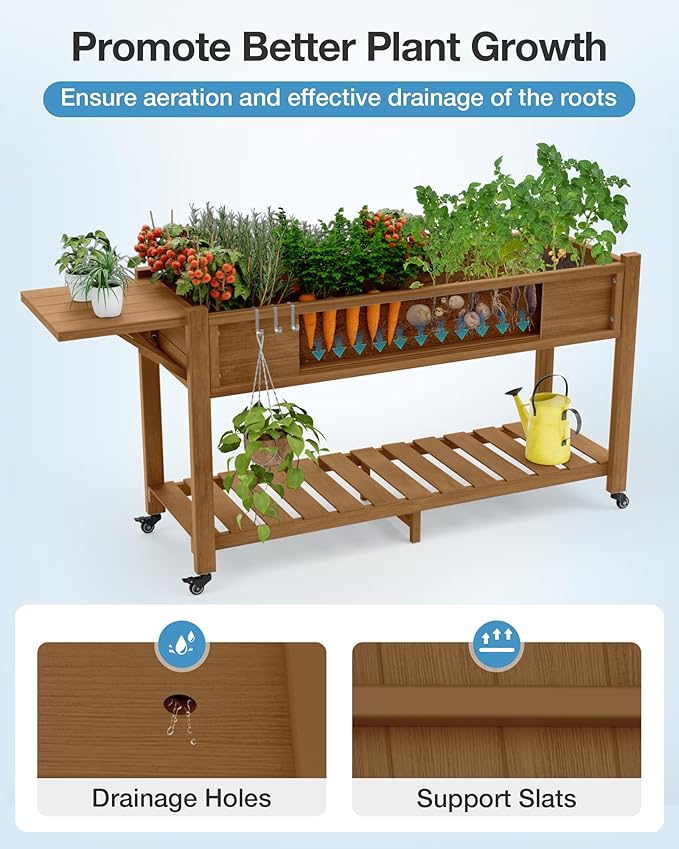 YEFU Raised Garden Bed with Legs: 57x18x30in Weight Capacity 400lb - Image 5