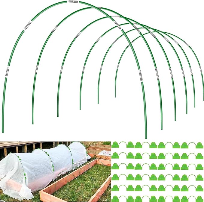 Garden Hoops for Raised Beds Row Cover, Flexible Fiberglass DIY Hoops for by FuBegi