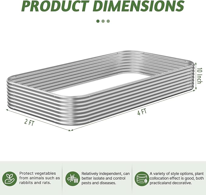 3 Pack Corrugated Galvanized Steel Raised Garden Bed Outdoor, Metal Above - Image 4