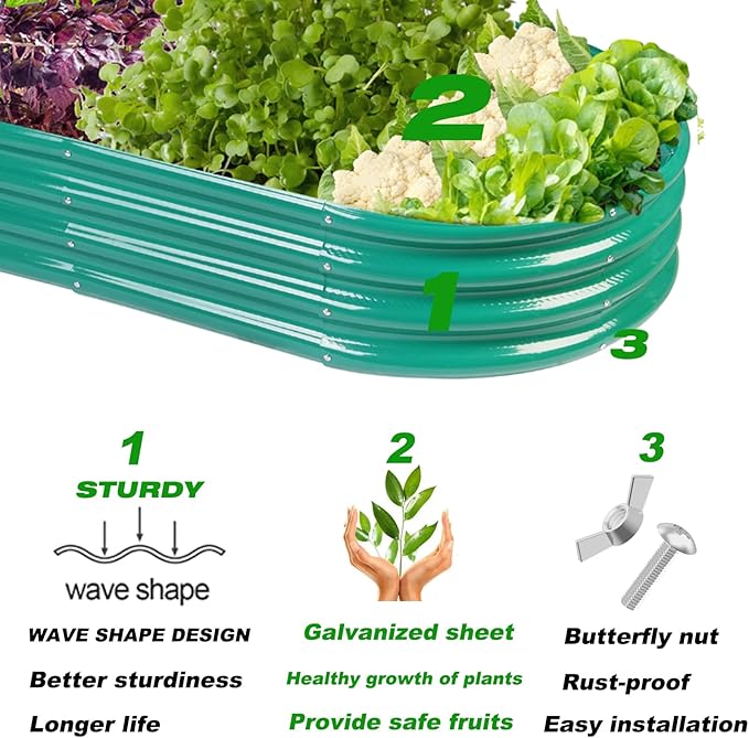 Raised Garden Bed Galvanized Planter Box Outdoor, Rot-Resistant Metal Garden - Image 4