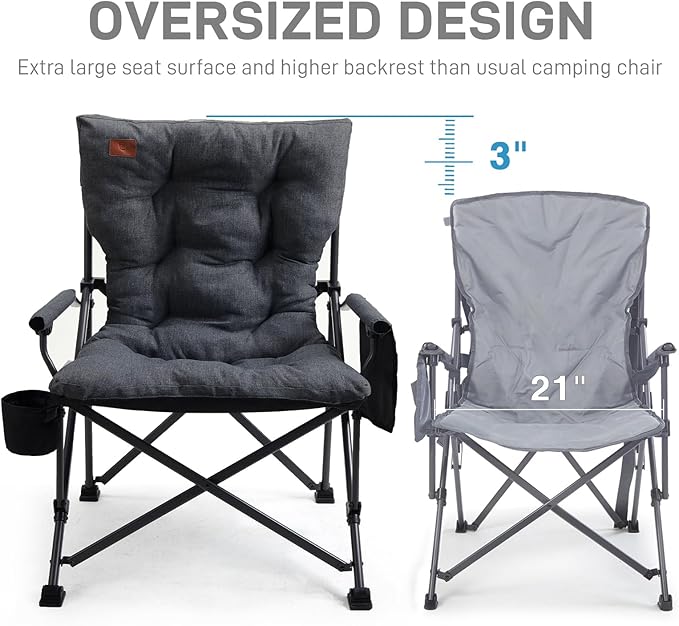 EVER ADVANCED Padded Oversized Folding Camping Chair - Image 3
