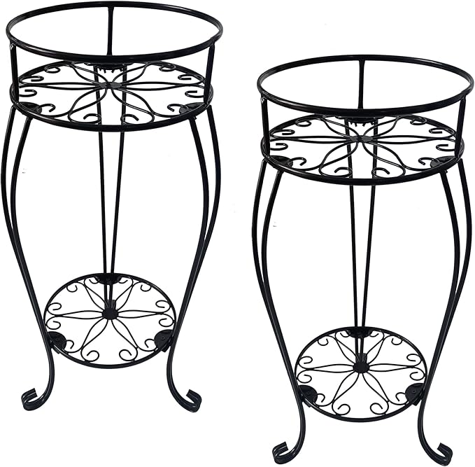 CASIMR 2 Tier Plant Stand, Indoor Outdoor Multiple Flower Pot Shelf Rustproof by CASIMR
