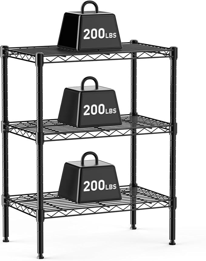 DUMOS 3-Tier Metal Wire Storage Shelves, Adjustable Standing Storage Rack Shelf by DumosLifestyle