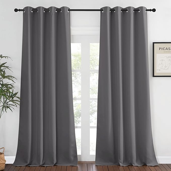 NICETOWN Grey Blackout 102 inch Curtain by NICETOWN