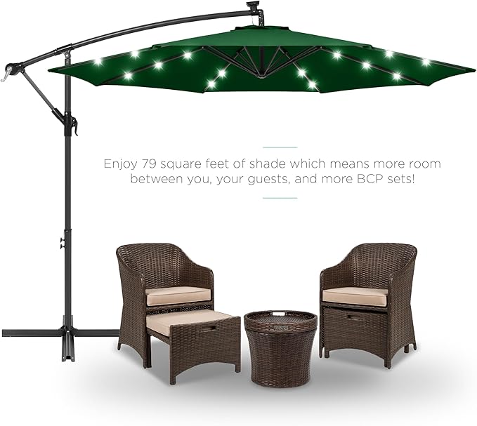 Best Choice Products 10ft Solar LED Offset Cantilever Hanging Market Patio - Image 2