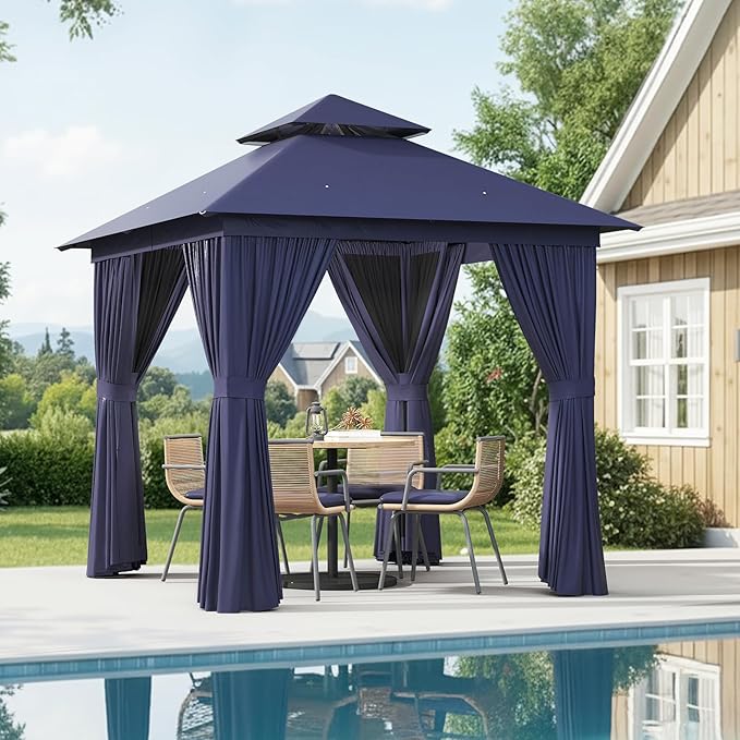 Aoxun Outdoor Gazebo for Patio 8x8 Metal Frame Canopy by Aoxun
