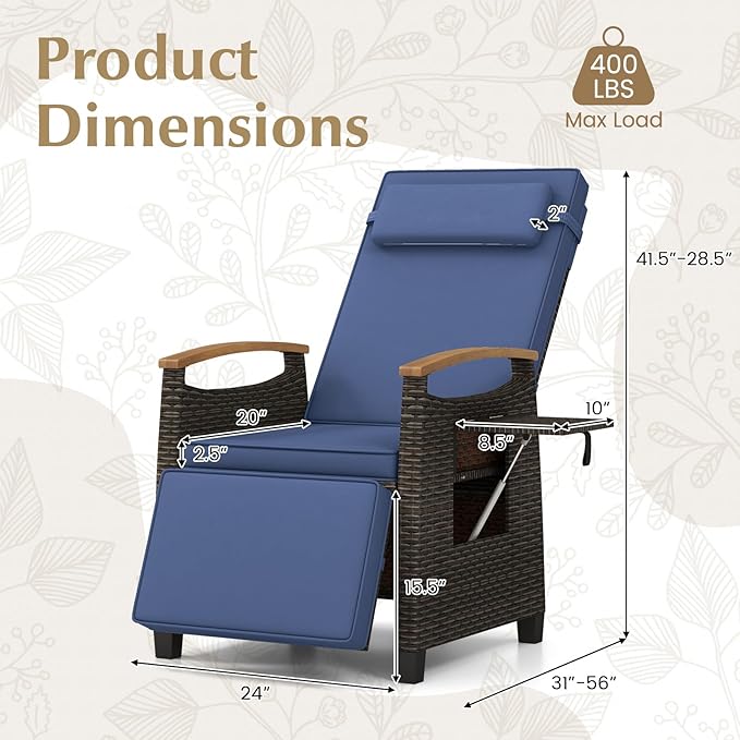 RELAX4LIFE Rattan Outdoor Recliner Chair - Image 3