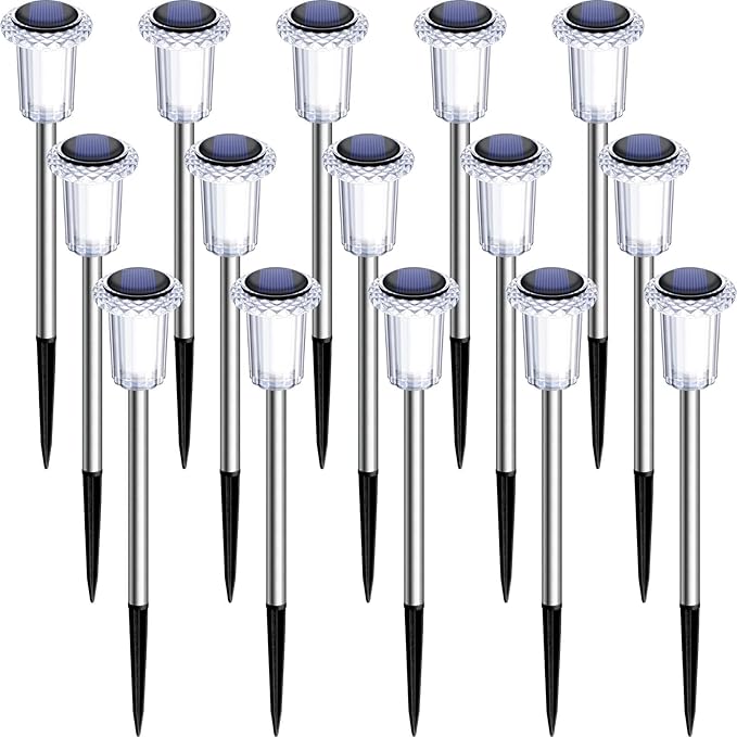 DenicMic Solar Lights Outdoor 15 Pack Waterproof 3000K Warm White LED Stainless - Image 8