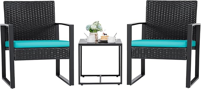 Flamaker Patio Set Outdoor Wicker Furniture, Modern Bistro Set by Flamaker