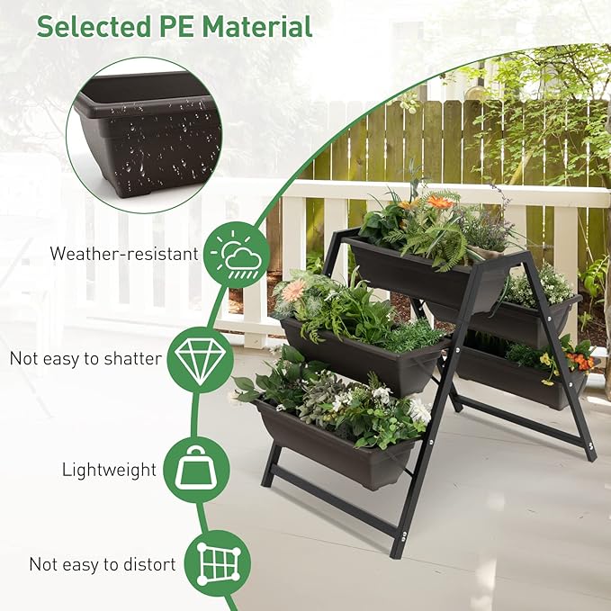 Giantex Vertical Raised Garden Bed, 5 Planter Boxes Container w/Drainage Holes - Image 6