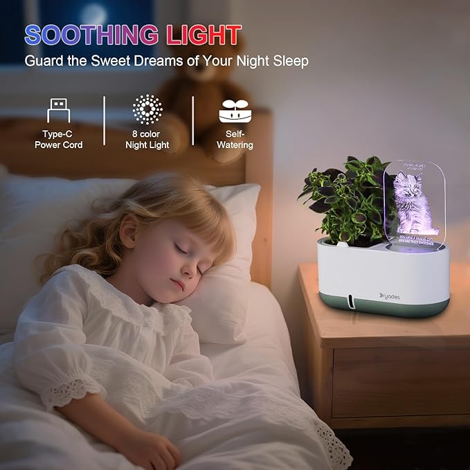 Self-Watering Plant Pot with LED Note Board & 7 Colors Pen Acrylic Message - Image 8