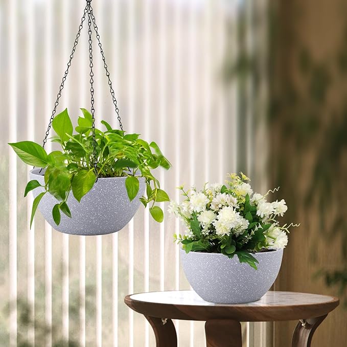 10 inch Hanging Planters for Indoor Outdoor Plants, 2 Pack Hanging Flower Pots - Image 7