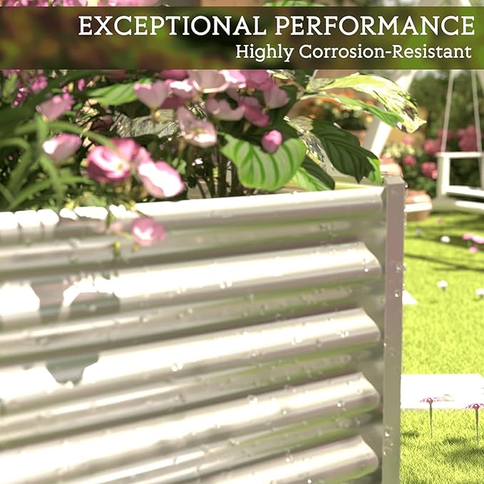 3 Pack Corrugated Galvanized Steel Raised Garden Bed Outdoor, Metal Above - Image 6