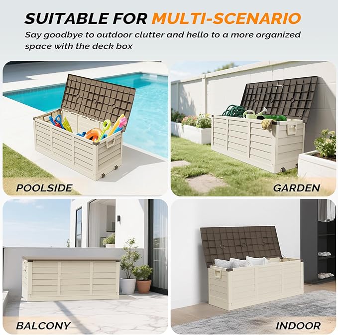 VINGLI 75 Gallon Collapsible Outdoor Storage Box, Simple-to-assemble Plastic - Image 7