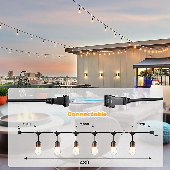 Svater 144 FT Outdoor String Lights 2W, Patio Light - Image 3