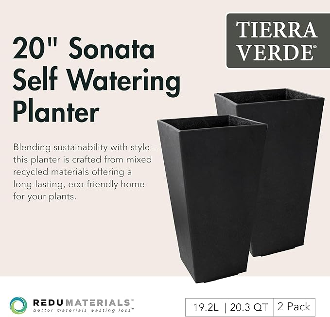 Tierra Verde 2-Pack Indoor & Outdoor Self-Watering Square Planters - Image 2