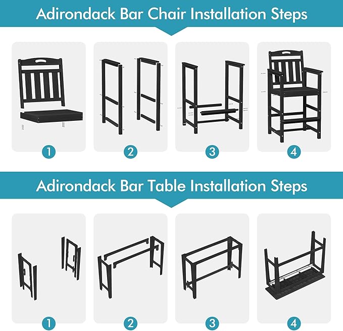 Ciokea Outdoor Bar Height Table Set of 5, Heavy-Duty All-Weather HDPE Patio Bar - Image 9