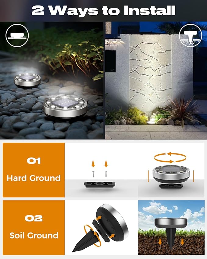btfarm 12 Pack Solar Lights Outdoor, 8 LED Solar Ground Lights IP65 Waterproof - Image 4