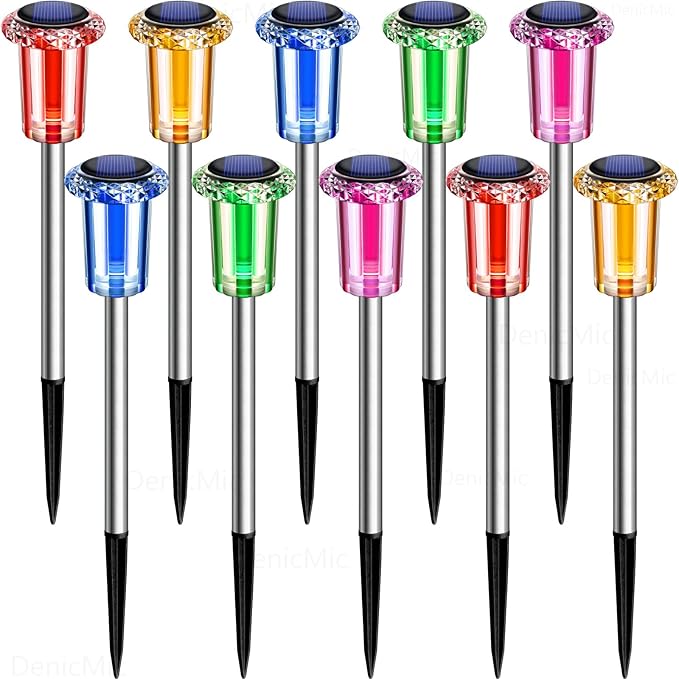 DenicMic Solar Lights Outdoor 10 Pack Waterproof Color LED Stainless Steel - Image 7