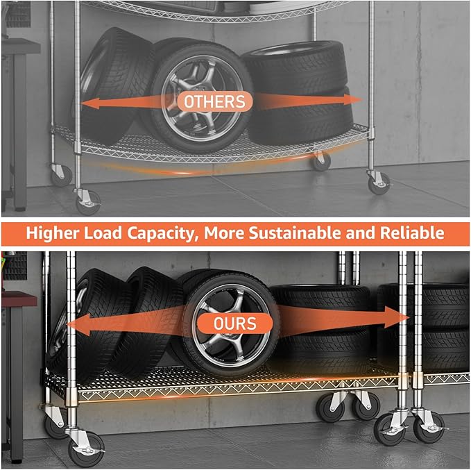 4 Tiers Storage Shelves Load 1400LBS, Metal Shelving Wire Metal Shelving Unit - Image 5