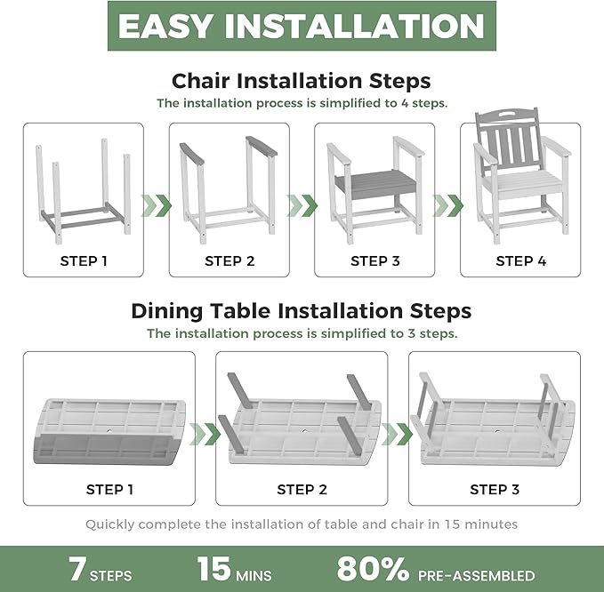 HDPE Outdoor Patio Dining Set - Image 9