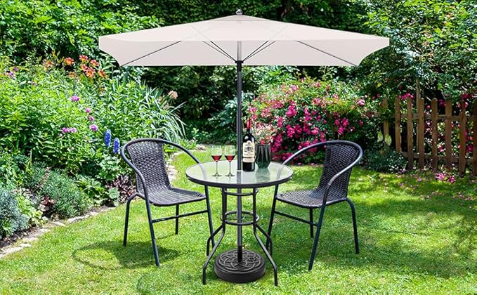 VINGLI Round Patio Table with Umbrella Hole - Image 4