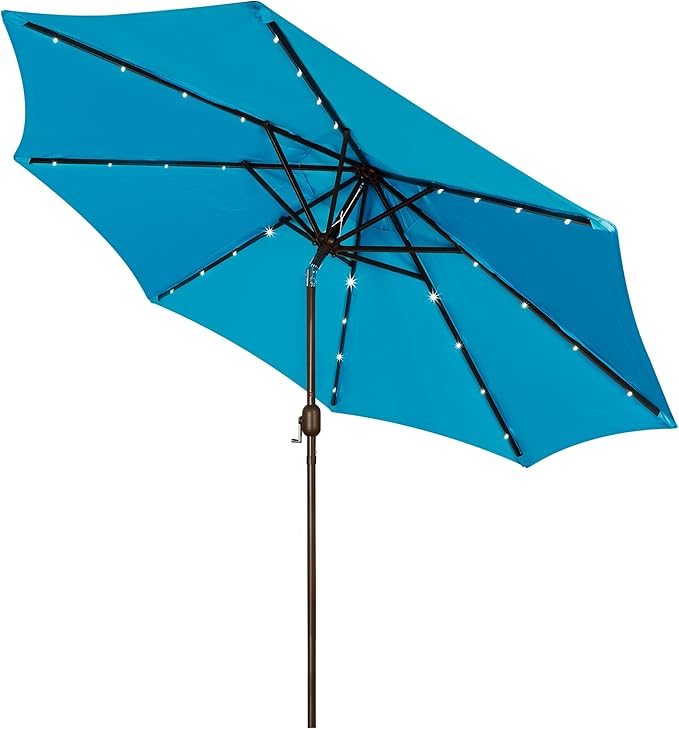 Blissun 9 ft Solar Umbrella, 32 LED Lighted Patio Umbrella, Table Market by Blissun