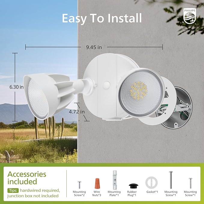 Philips 44W 3500LM ‌LED Security Flood Light‌ ‌Outdoor‌，Switch Controlled - Image 7