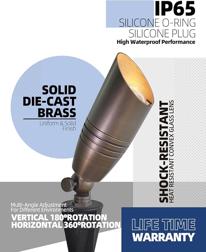 MALORY Brass Landscape Spotlights 12-Pack - Image 3