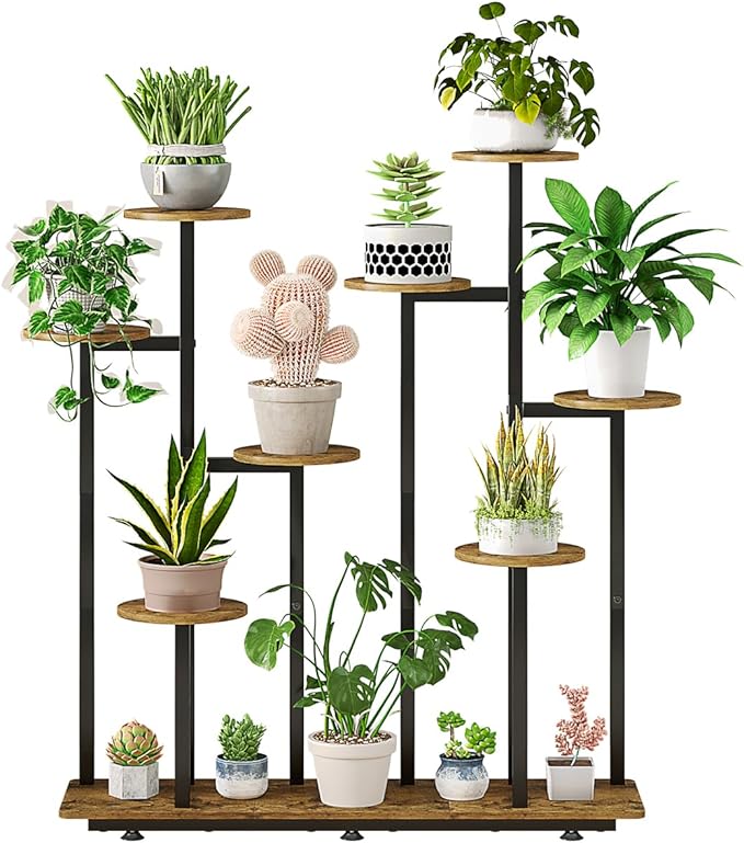 Plant Stand Indoor 9 Tier 11 Potted Multiple Flower Pot Holder by INGIORDAR
