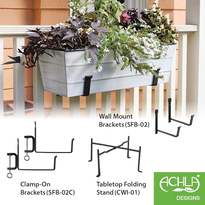 Achla Designs Galvanized Window Flower Box Planter-Cape Cod White-Small - Image 4