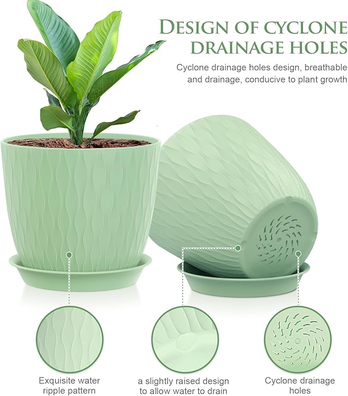 7 inch Plant Pots, 5 Pack Flower Pots - Image 3