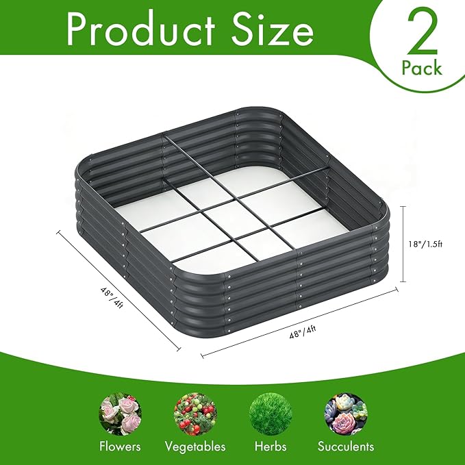 2-Pack 4x1.5ft Galvanized Raised Garden Bed, Outdoor Planter Bed, Metal Planter - Image 3