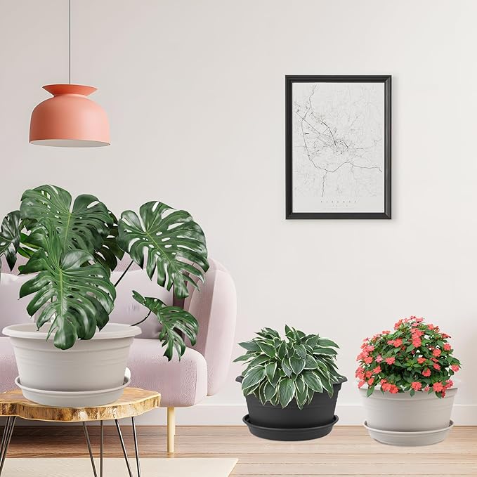 6 Pack 10 inch Plant Pot, Round Plastic Plant Pots, Outdoor Pots - Image 7